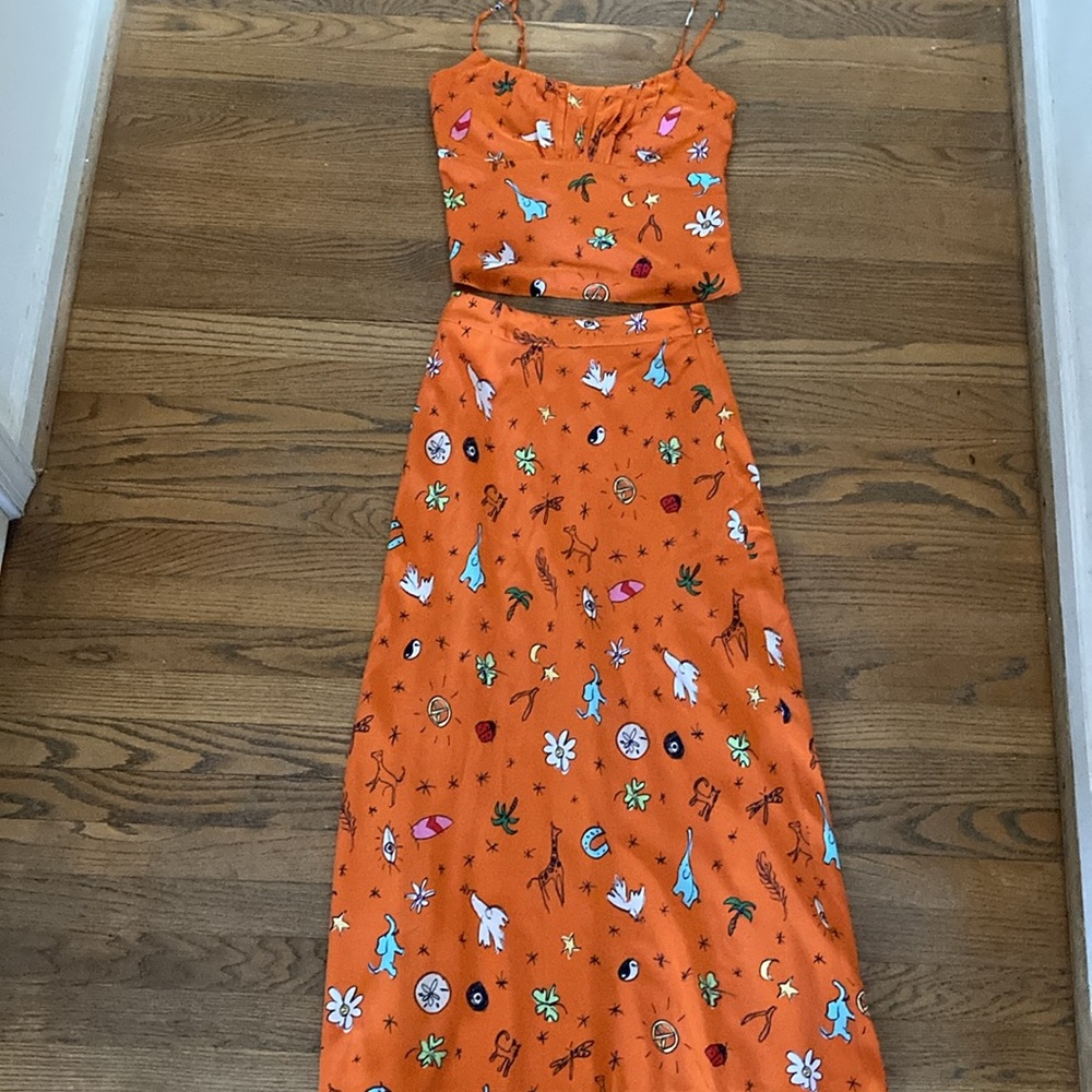 STAUD Orange Printed Two-Piece Maxi Set - Picture 3 of 14